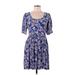 Ann Taylor LOFT Casual Dress - A-Line Scoop Neck Short sleeves: Blue Floral Dresses - New - Women's Size 2