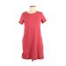Ellen Tracy Casual Dress - Shift Scoop Neck Short sleeves: Red Print Dresses - Women's Size Medium