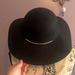 Nine West Accessories | Nine West Black Floppy Brim Hat With Gold Detail | Color: Black | Size: Os