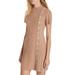 Free People Dresses | Free People | Xs | Lottie Rib Knit Short Sleeve Mock Neck Mini Dress In Natural | Color: Tan | Size: Xs