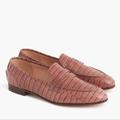 J. Crew Shoes | J. Crew Academy Penny Loafers Croc Embossed Leather Sz 10 Jasmine Frost | Color: Pink | Size: 10