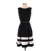 Calvin Klein Casual Dress - A-Line: Black Stripes Dresses - Women's Size 4