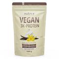 Nutri + Vegan Protein Pulver Vanille 1 kg 83% Eiweiß - 3k-Proteinpulver 1000 g - Shake Vanilla Cream Flavor - pflanzliches Eiweißpulver ohne Lactose, Aspartam, Zucker, Stevia & Milch