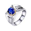 Halo Ring Men, Halo Ring for Men 18K White Gold& 18K Yellow Gold AU750 1 2CT VVS Blue Oval Lab Sapphire with H White Natural Diamond Channel Size Z