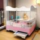 XIAOZHUANGXIONG Rabbit Hutch Indoor Bunny Cage, with Heightened Baffle And Skylight, Easy to Clean And Install, Double-layer Design, Large Capacity, A Variety of Colors Available (Color : Pink)