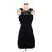 Charlotte Russe Cocktail Dress - Bodycon High Neck Sleeveless: Black Print Dresses - Women's Size Small