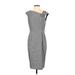 Jones Studio Cocktail Dress - Midi: Gray Print Dresses - Women's Size 6