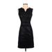 Elie Tahari Casual Dress - Party V-Neck Sleeveless: Black Print Dresses - Women's Size 0