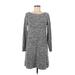 Gap Casual Dress Scoop Neck 3/4 sleeves: Gray Marled Dresses - Women's Size Medium