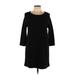 Forever 21 Casual Dress - Mini Crew Neck 3/4 sleeves: Black Solid Dresses - New - Women's Size Large