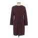 Theory Casual Dress - Shift Crew Neck 3/4 sleeves: Burgundy Print Dresses - Women's Size 0