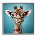 Stupell Industries Giraffe w/ Glasses On Wood Print Wood in Blue/Brown | 12 H x 12 W x 1.5 D in | Wayfair az-723_gff_12x12