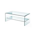 Orren Ellis Waterfall Coffe Table w/ Glass Top Shelf Plastic/Acrylic | 14 H x 43 W x 22 D in | Wayfair 63568EB0486541C9A43205D787165D93