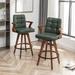 Corrigan Studio® Lorant Swivel 26.77" Counter Stool Wood/Leather in Green | 38.98 H x 20.08 W x 20.87 D in | Wayfair