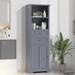 Red Barrel Studio® Bathroom Storage Cabinet Manufactured Wood in Brown/Gray | 66.14 H x 22.24 W x 11.81 D in | Wayfair