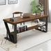 Corrigan Studio® 78.74"nut-brown Rectangular Solid Wood desks Wood in Black/Brown/Green | 29.53 H x 86.61 W x 35.43 D in | Wayfair