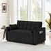 Latitude Run® 55" Modern Velvet Convertible Sleeper Sofa Bed, Small Loveseat Sofa Bed w/ Pillows & Side Pockets Velvet in Black | Wayfair