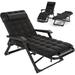 Arlmont & Co. 3 in 1 Oversized Folding Camping Cot, 29in XL 6+10 Positions Adjustable Patio Chaise Lounge Chair in Black | Wayfair