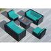 Latitude Run® 7 Piece Conversational Set w/ No Assembly Sectional & Fire Outdoor Table in Blue | Wayfair DEC527942BCC4EF2B9990D41F77F35AF