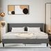 Red Barrel Studio® Tykera King Size Wing Back Platform Bed Upholstered/Linen in Gray | 39 H x 81 W x 81 D in | Wayfair