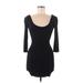 Forever 21 Casual Dress - Bodycon Scoop Neck 3/4 sleeves: Black Print Dresses - Women's Size Medium