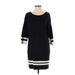 Vince. Casual Dress - Shift Scoop Neck 3/4 sleeves: Black Color Block Dresses - Women's Size Small