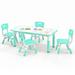 Costway Kids Table and Chairs Set for 4 with Graffiti Desktop-Green