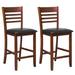 Costway Set of 2 Counter Height Bar Chair Kitchen Island Stool with Backrest and Footrest-Walnut