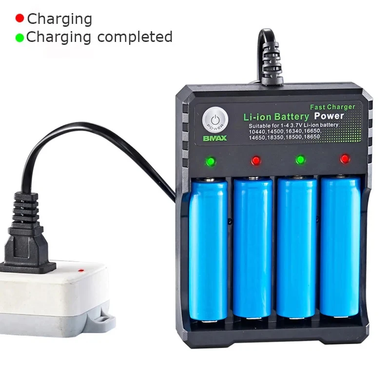 18650 Batterieladegerät Schwarz 1 2 4 Steckplätze AC 110 V 220 V Dual zum 18650-Laden 3,7 V wiederaufladbarer Lithium-Akku 4 Ports Ladegerät Image