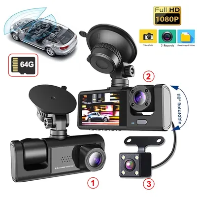 3 Kanal Dash Cam für Autos Kamera HD 1080p Video recorder Dashcam DVR Black Box Dual Lens DVR mit Rückfahr kamera für Fahrzeug