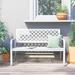 Grand Patio Outdoor Steel Bench with Back for Patio Garden Metal Bench Porch Bench Furniture w/ Geometric Backrest White