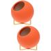 2pcs Ceramic Round Flower Pot Galvanized Steel Simple Ceramic Flower Pot Round Flower Pot (Orange)