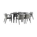 Armen Living Palma 7-Piece Outdoor Fabric & Aluminum Dining Table Set in Gray