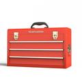 Nicemuebles 3-Drawer Toolbox - Metal Toolbox with Ball-Bearing Drawer Slides - Rust-Resistant Latches - Red Powder Coat Finish