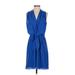 FELICITY & COCO Casual Dress - Wrap: Blue Solid Dresses - Women's Size Small