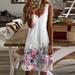 Herrnalise Women s Summer Floral Print Dress Fashion Women Casual Sexy V-Neck Solid Summer Lace Sleeveless Mini Dress