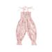 Baby Girls Summer Jumpsuit Floral Printed Sling Ruched Long Romper