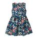 Fimkaul Girls Dresses Sleeveless Flower Floral Print Princess Casual Flared Cloths Dress Baby Clothes Navy Blue