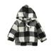 ASFGIMUJ Boys Hoodie Winter Long Sleeve Tops Zipper Hooded Sweatshirt Clothes Plaid Printing Toddler Sweatshirt Black 18 Months-24 Months