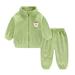 Baby Girl Fall Outfits Boys Winter Long Sleeve Cartoon Bear Prints Tops Pants 2Pcs Outfits Clothes Set Clothes Sports Baby Boy Fall Outfits Green 6 Months-12 Months