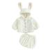 CIYCuIT Kids Baby Girls 2Pcs Fuzzy Outfits Plush Long Sleeve Button Hooded Coat + Elastic Waist Shorts Sets Toddler Casual Cute Clothes 3M 9M 12M 24M 3T 4T