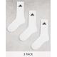 adidas Training 3 pack cushioned crew socks in white