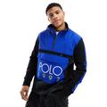 Polo Ralph Lauren retro colourblock borg hybrid half zip sweatshirt in blue/black