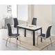 Milano 4-Seater White Marble-Effect Glass Top and Black Metal Legs Dining Table with 4 Vienna Black Faux Leather Chairs - Black - Furnizone Uk