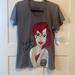 Disney Tops | Disney Store Nwt Ariel, The Little Mermaid Wet Hair Don't Care Gray V-Neck Lg | Color: Gray/Red | Size: L
