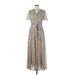 Kate and Lily Casual Dress - A-Line V Neck Short sleeves: Tan Dresses - Women's Size 12