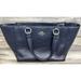 Coach Accessories | Coach Crossgrain Tote Leather Handbag /Navy Blue Midnight No Crossbody Strap | Color: Blue/Gold | Size: Os