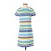 Boden Casual Dress - Shift Crew Neck Short sleeves: Blue Color Block Dresses - Women's Size 2