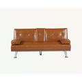 Ebern Designs Kinzy 66" Faux Leather Armless Sofa Faux Leather/Wood/Solid Wood in Brown | 30 H x 66 W x 31 D in | Wayfair