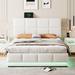 Ivy Bronx Kiden Bed Upholstered/Faux leather in White | 44 H x 78.7 W x 60.6 D in | Wayfair BF3C3F5561564EE1B53FCE3B3C005796